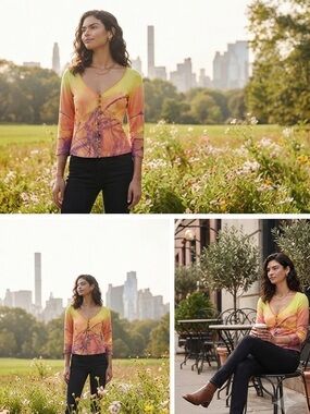 Plein sud yellow multicolor top